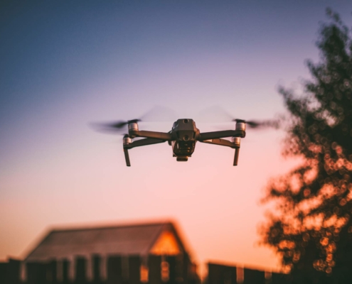 Drone at sunset